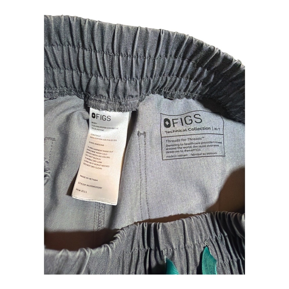 Figs scrubs set nurse uniform top and pants jogger short sleeve gray teal medium - Picture 6 of 11